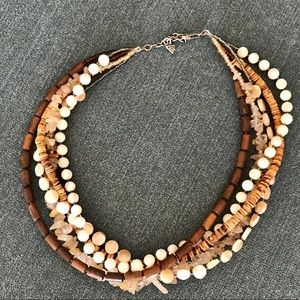 Silpada Multi-Strand Brown and Cream Beaded Necklace